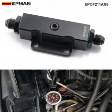 EPMAN Performance Engine Billet Aluminum AN6 Inline Fuel Filter Bracket And 1/8Npt Port For Fuel Pressure Gauge EPOF211AN6